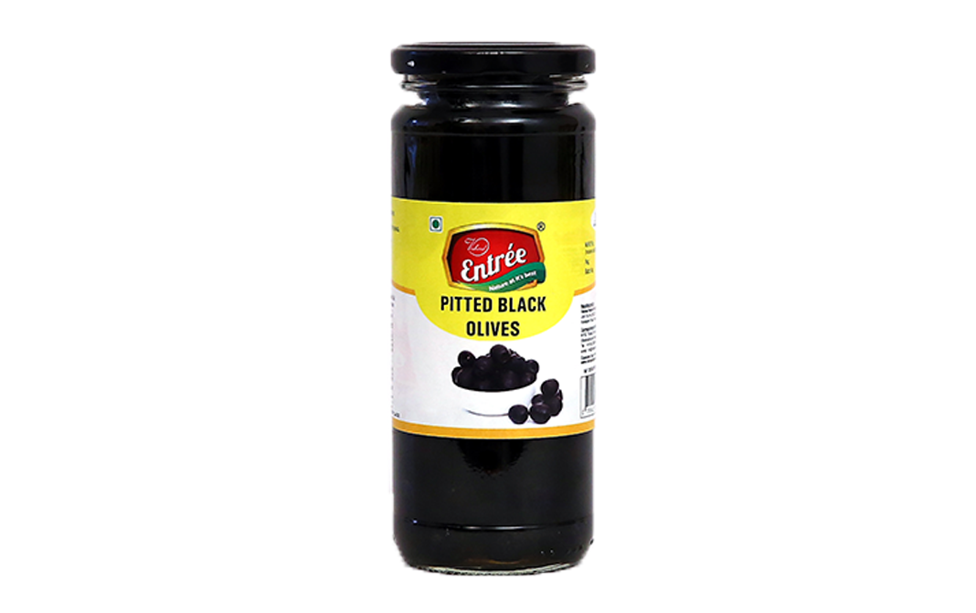 Vishaal Entree Pitted Black Olives    Glass Jar  450 grams